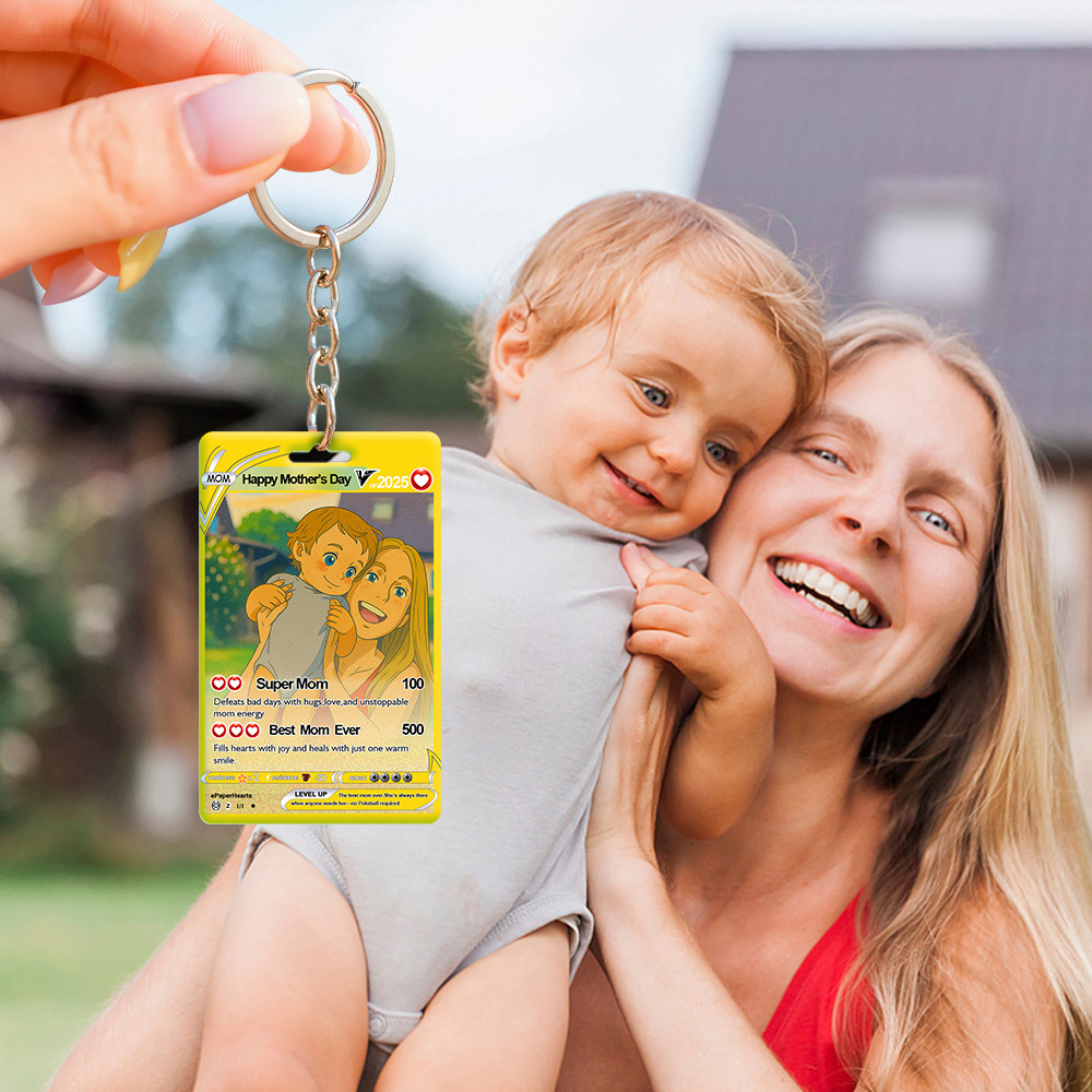 Custom Cartoon Pet Style Keychain Perfect Gift Personalized Cartoon Gift with Photo & Text Acrylic Keychain Gift - MyPhotoSocksAu