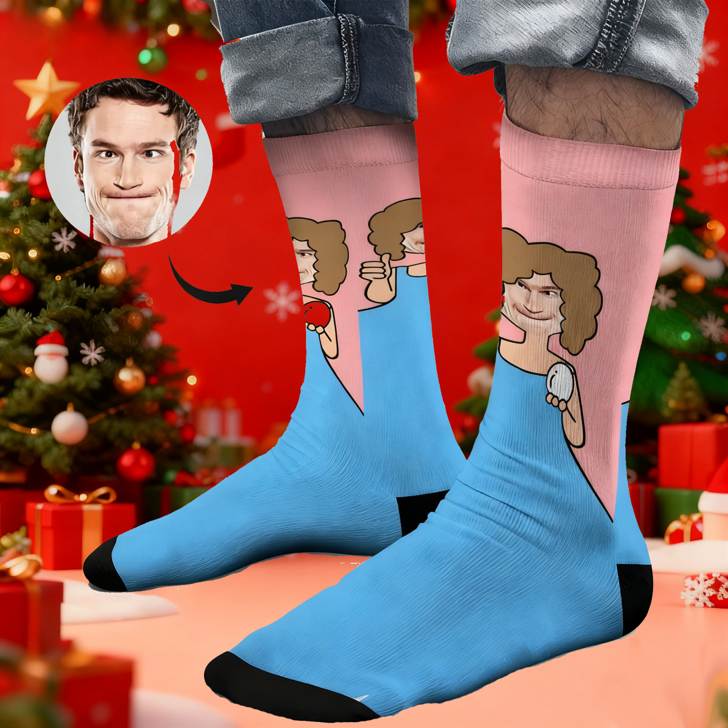 Christmas Socks Custom Face Socks Personalised Funny Face Custom Design Best Gift Idea for Xmas
