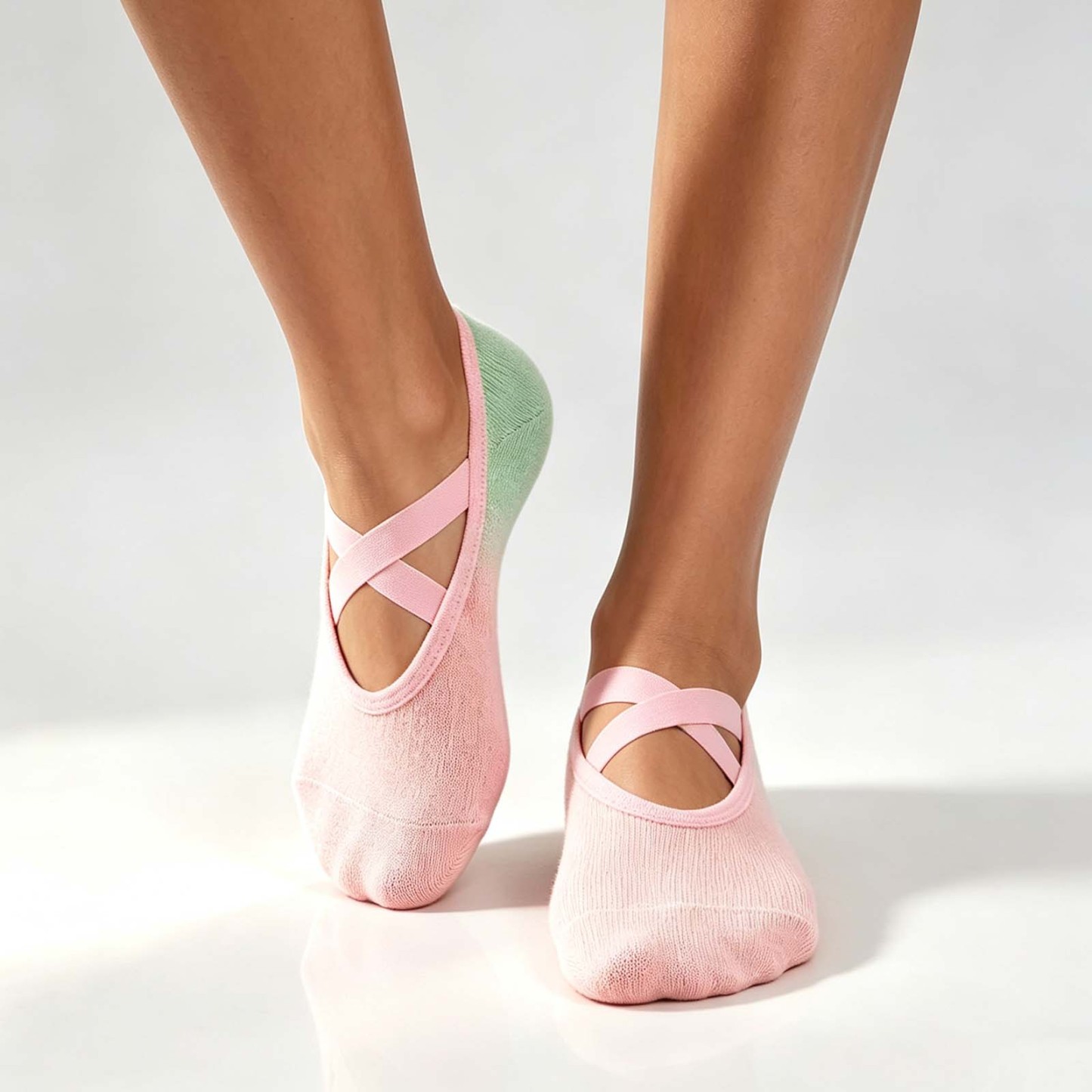 Low Cut Yoga Grip Socks with Cross Straps, Anti-Skid Pilates Grip Socks, Silicone Full Sole Grip Socks for Ladies Fitness - MyPhotoSocksAu