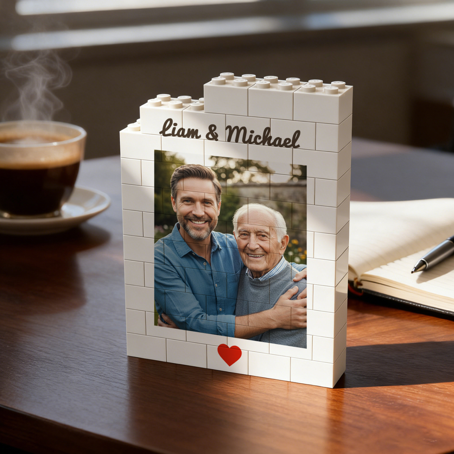 Personalized Photo Puzzle Frame Made From Building Blocks – A Loving Gift For Father's Day - MyPhotoSocksAu