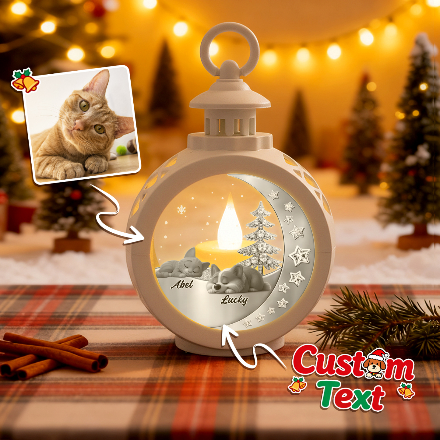 Beside You - Personalized Custom 3D Effect Christmas Lantern - MyPhotoSocksAu