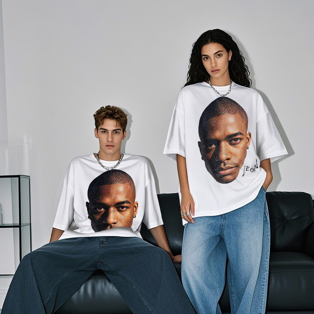 Custom Photo Vintage T-shirts Big Face Funny Photo Tee Unique Gifts Black&White - MyPhotoSocksAu