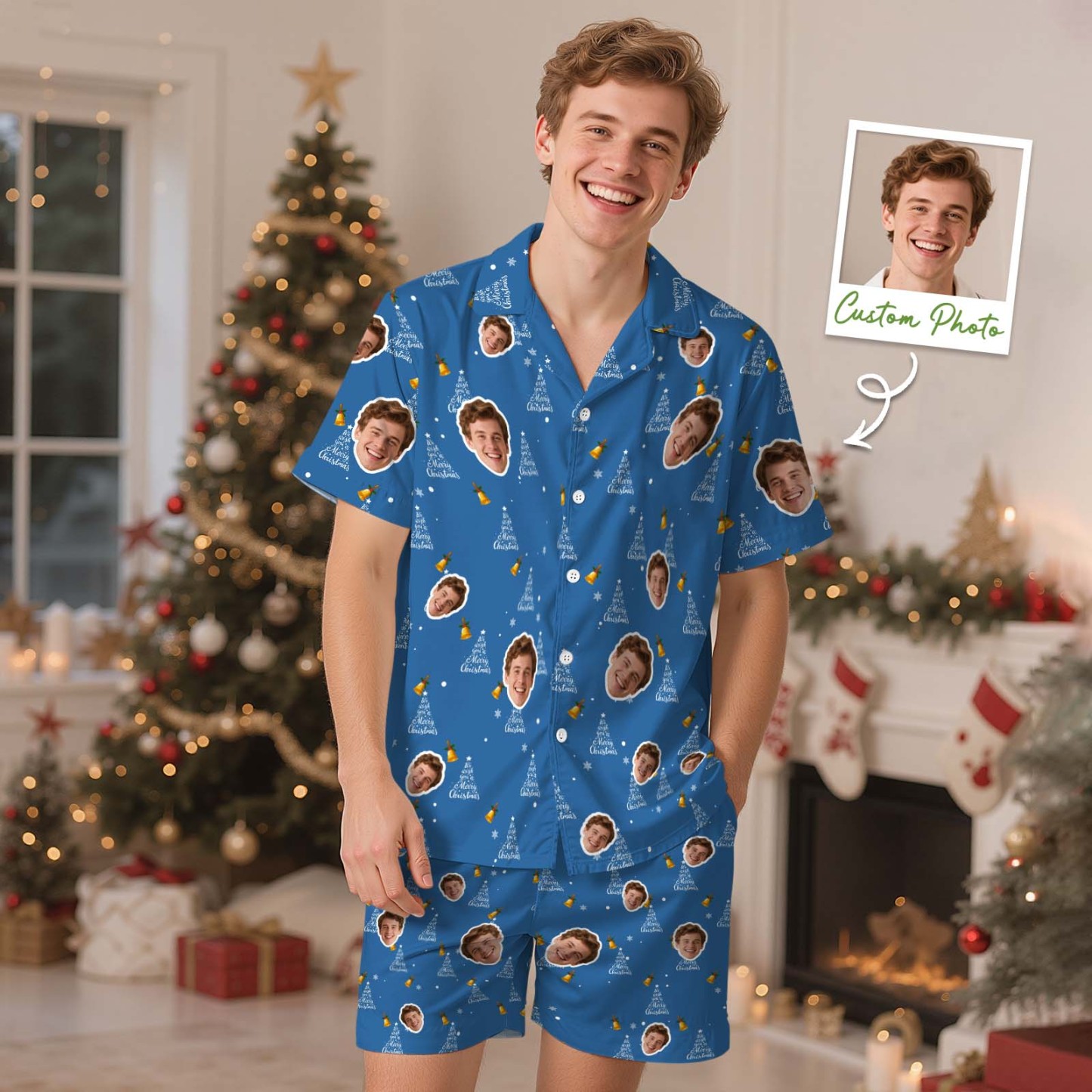 Christmas Gifts Custom Lover Face Short Sleeved Pajamas Personalised Sleepwear Love Gifts For Her - MyPhotoSocksAu