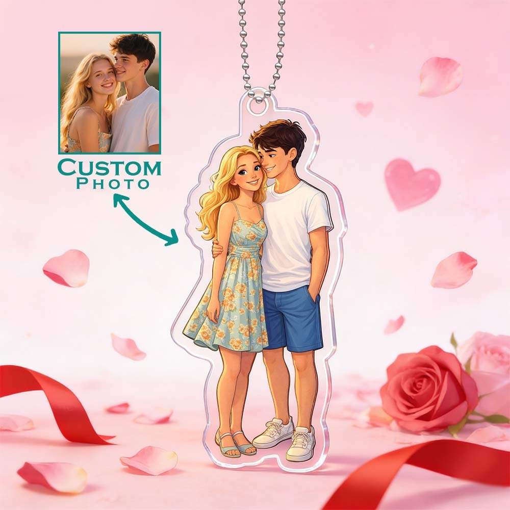 Custom Anime Photo Keychain Valentine's Day Gifts Personalized Acrylic Cartoon Keychain Photo Bag Charm Unique Keepsake Gift For Lover Girlfriend - MyPhotoSocksAu