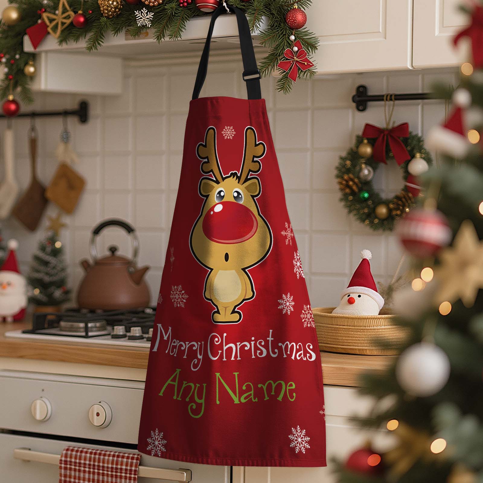 Custom Chrismtas Photo Apron Christmas Reindeer Photo Apron Gift Santa Holiday Gift Idea