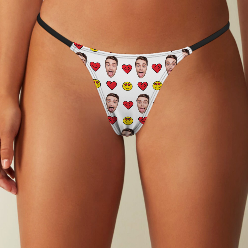 Custom Thongs Mash Face Photo Panties Funny Underwear Briefs Kiss Me Love Thong Valentine's Gift - MyPhotoSocksAu