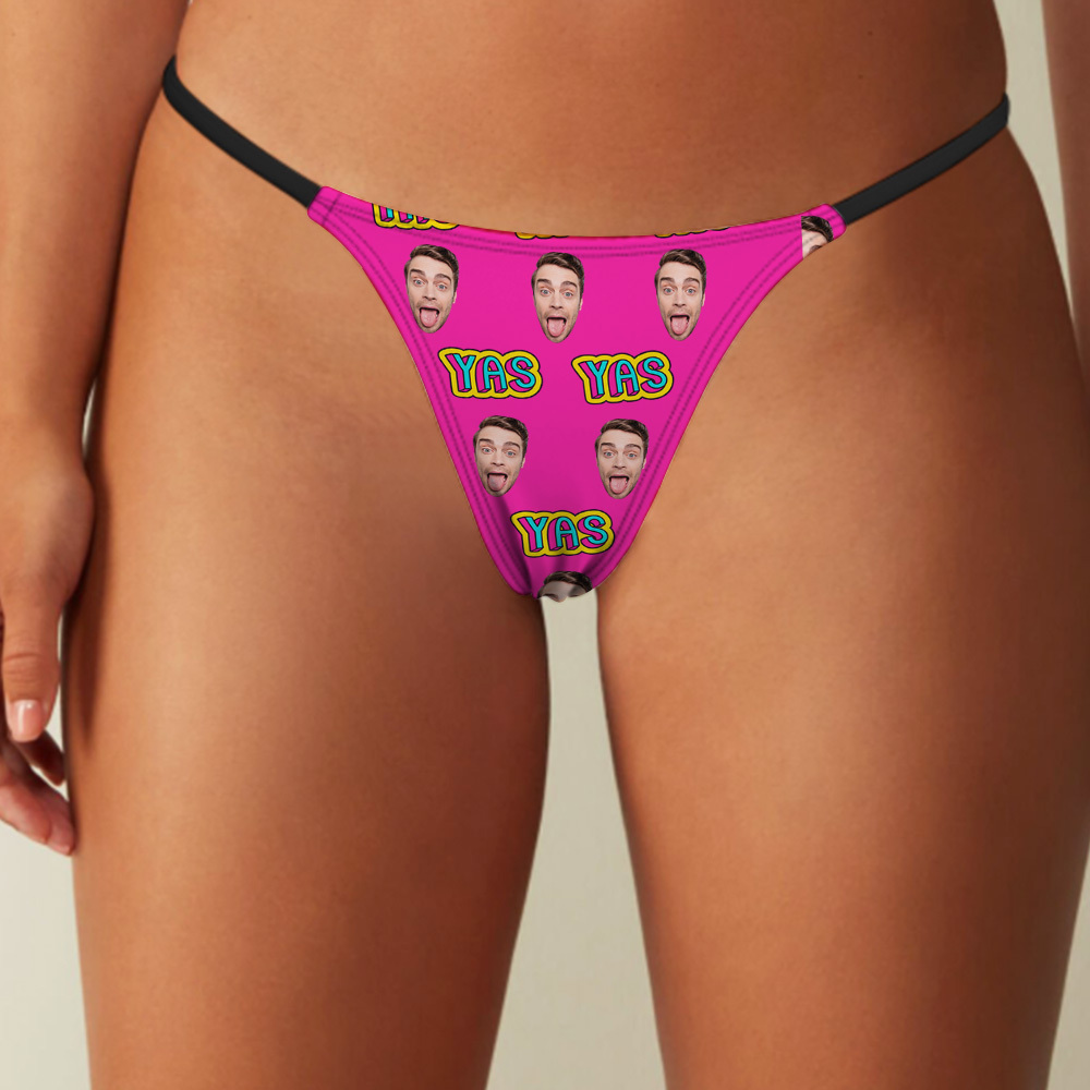 Custom Thongs Mash Face Photo Panties Funny Underwear Briefs Kiss Me Love Thong Valentine's Gift - MyPhotoSocksAu