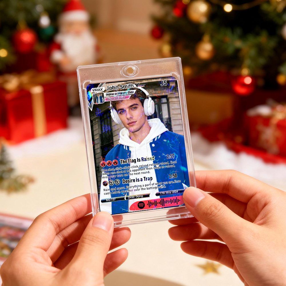 Personalized Photo Trading Card Custom Music Blue Audio Track Code Card Valentine Card Photo Gift Idea - MyPhotoSocksAu