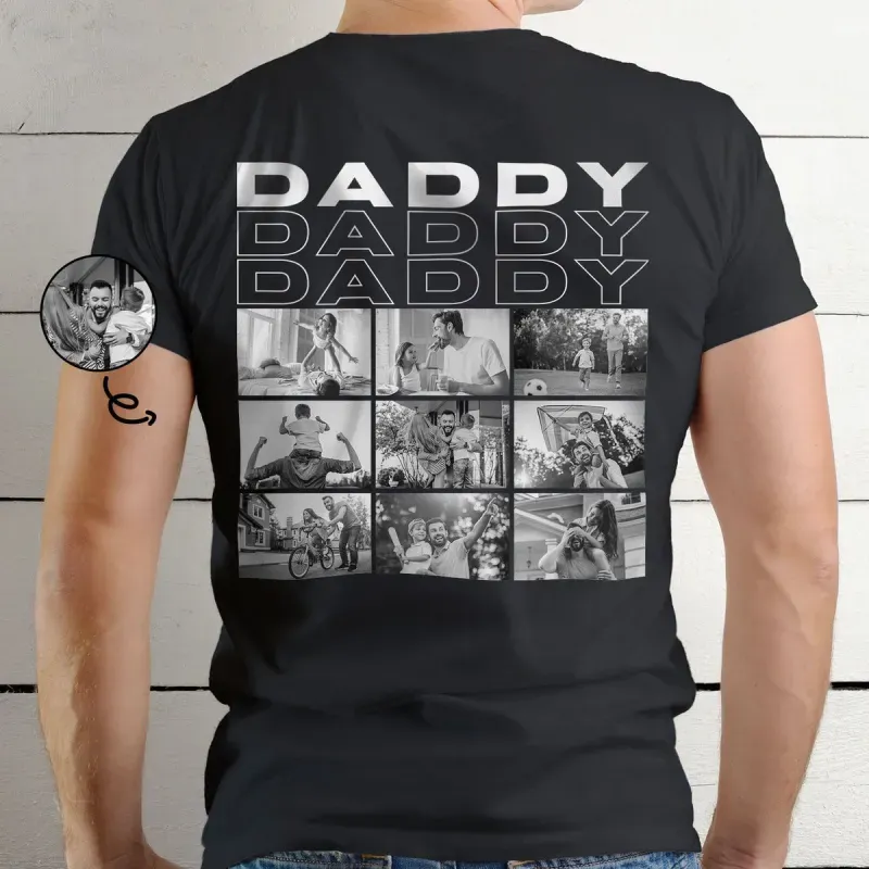 Custom Photo B&W T-shirt - Gift For Father - Personalized T Shirt - MyPhotoSocksAu