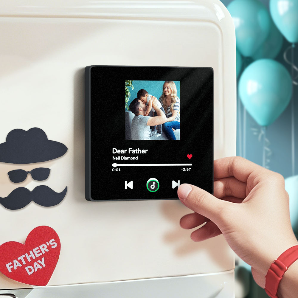 Father's Day Custom Music Fridge Magnet Gift Colorful Frame Album Fridge Magnet Music Wall Photo Sticker Music Movement That Can Be Played Gift - MyPhotoSocksAu