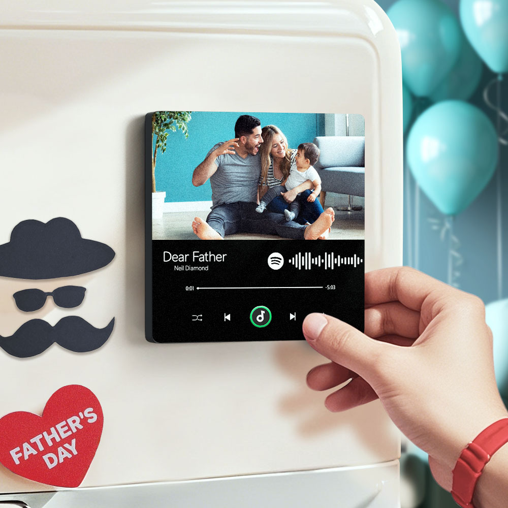Father's Day Custom Music Fridge Magnet Gift Colorful Frame Album Fridge Magnet Music Wall Photo Sticker Music Movement That Can Be Played Gift - MyPhotoSocksAu