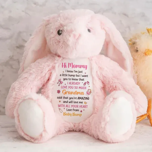 Dear Mommy I Love You - Personalized Stuffed Bunny - MyPhotoSocksAu