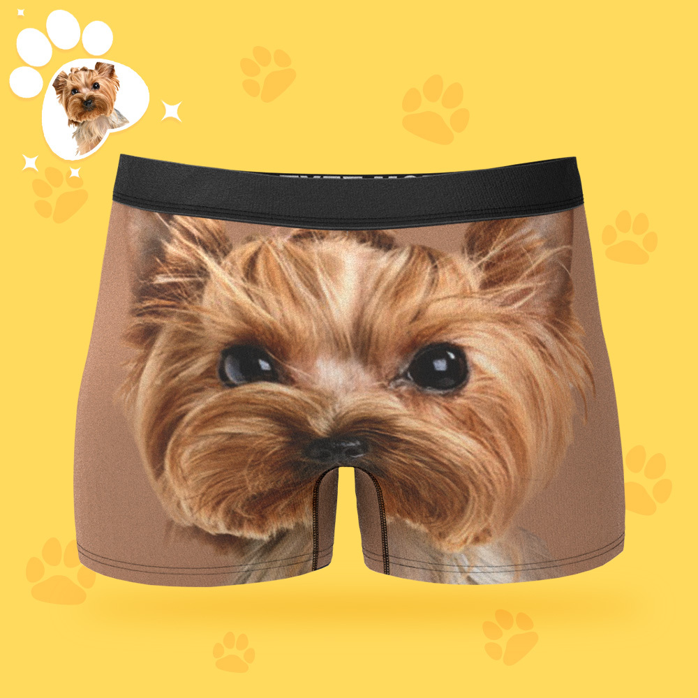 Custom Dog Face Funny Beach Trunks Men's Boxer Briefs - MyPhotoSocksAu