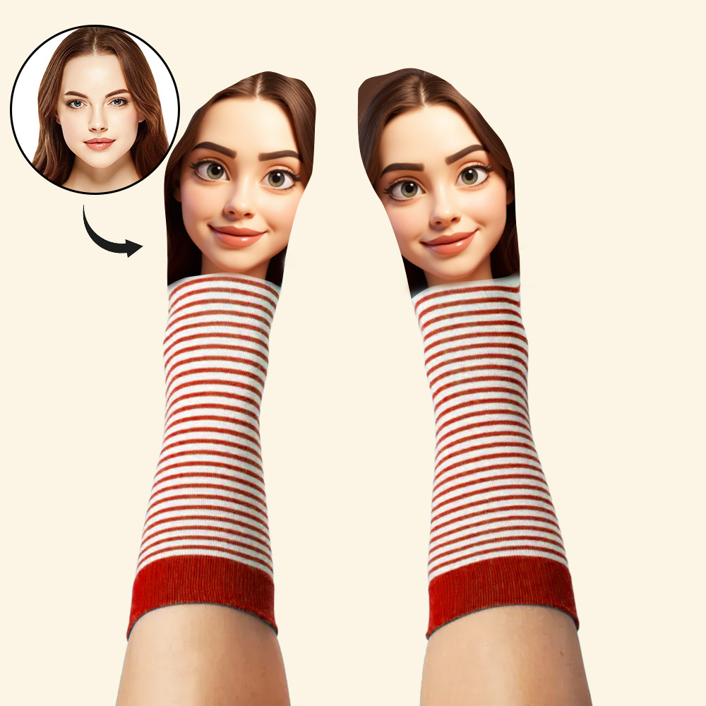 Custom Face Funny Socks Cartoon Style Photo Gifts for Him Her - MyPhotoSocksAu