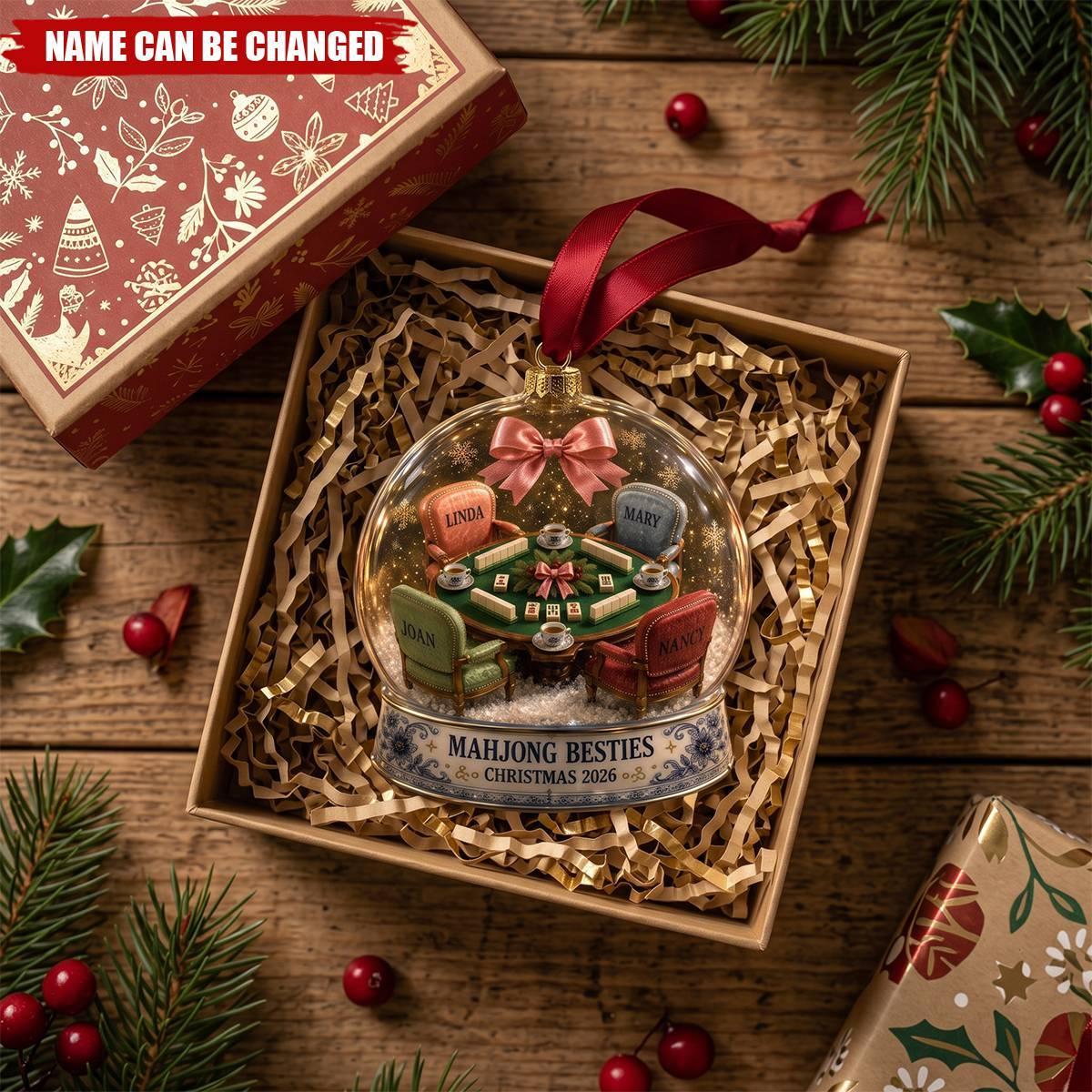 Personalized Mahjong Besties Christmas Ornament Custom Friendship Game Night Holiday Decor 2026 Gift For Friends - MyPhotoSocksAu