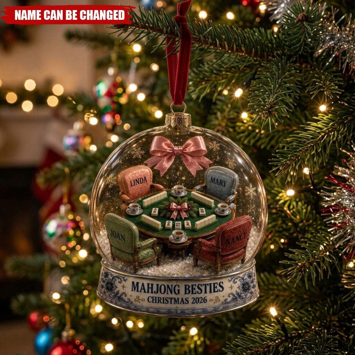 Personalized Mahjong Besties Christmas Ornament Custom Friendship Game Night Holiday Decor 2026 Gift For Friends - MyPhotoSocksAu