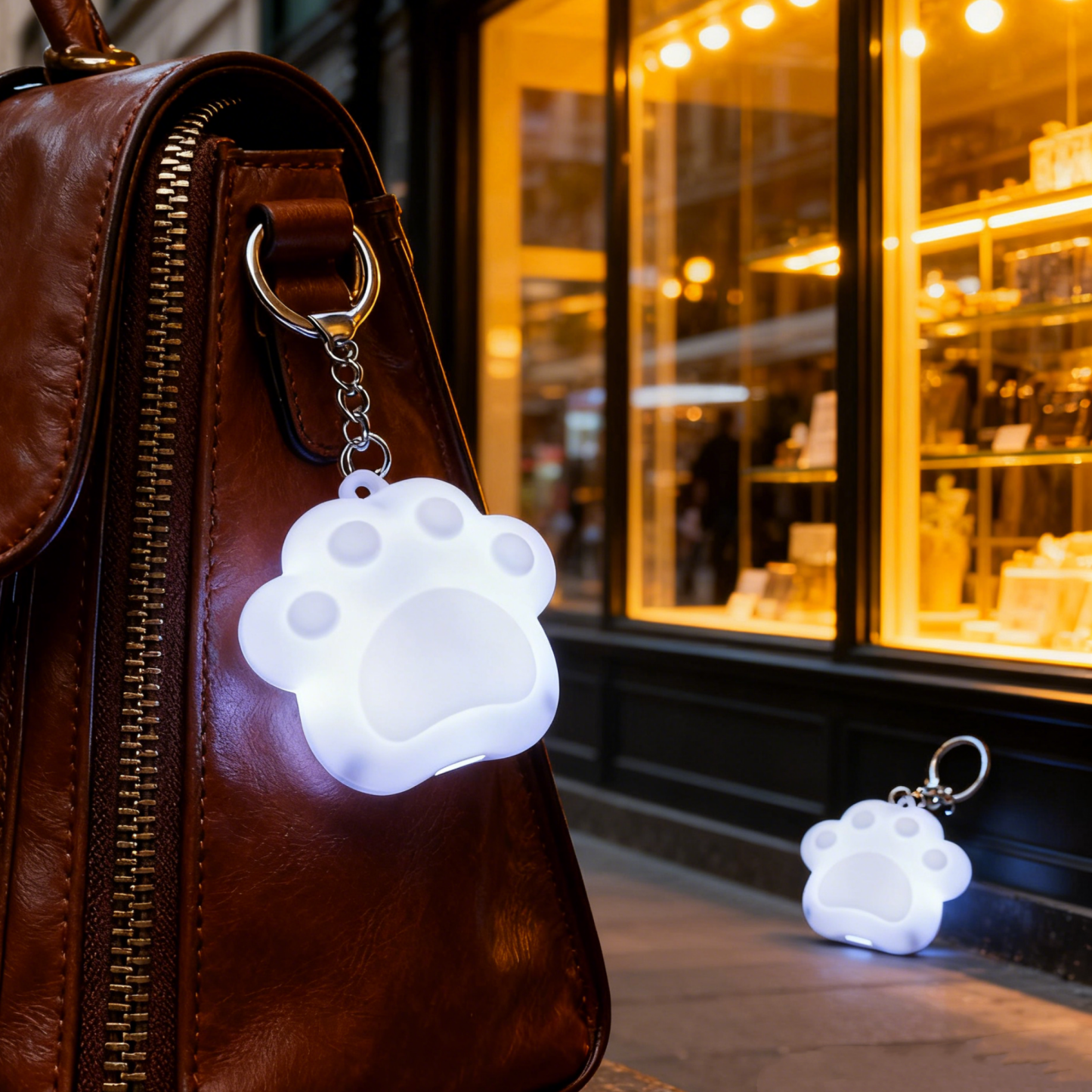 Cute Cat Paw Light Keychain Rechargeable Mini Bag Charm with Double Chain White Cat Paw Design - MyPhotoSocksAu