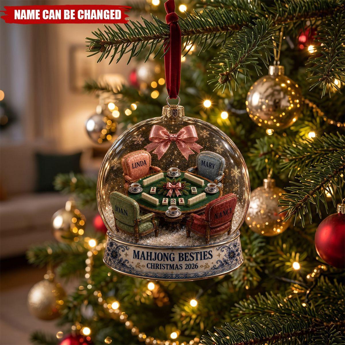 Personalized Mahjong Besties Christmas Ornament Custom Friendship Game Night Holiday Decor 2026 Gift For Friends - MyPhotoSocksAu