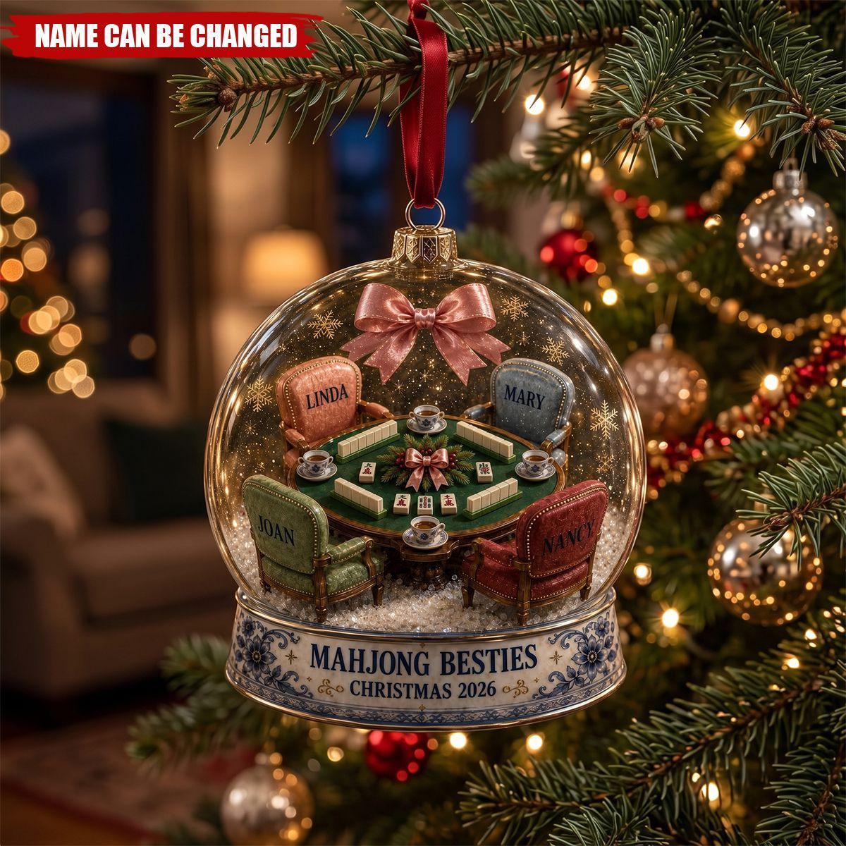 Personalized Mahjong Besties Christmas Ornament Custom Friendship Game Night Holiday Decor 2026 Gift For Friends - MyPhotoSocksAu
