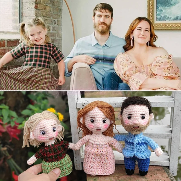 Grandparents' Day Gift Crochet Doll Personalized Portrait Crochet Look Alike Doll - My Photo Socks AU