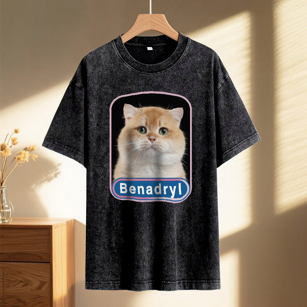 Custom Face Funny Cat Meme T-Shirt Vintage Graphic Tee with Your Photo and Text Retro 90s Style Cat Lover Shirt Unisex Pet - MyPhotoSocksAu