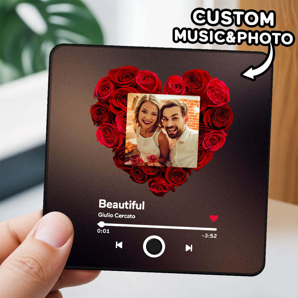 Custom Valentines Photo Album Fridge Magnet Music Wall Photo Sticker Music Movement That Can Be Played Without Cell Phone Music Fridge Magnet Pro Can Play Songs Couple Gift - MyPhotoSocksAu