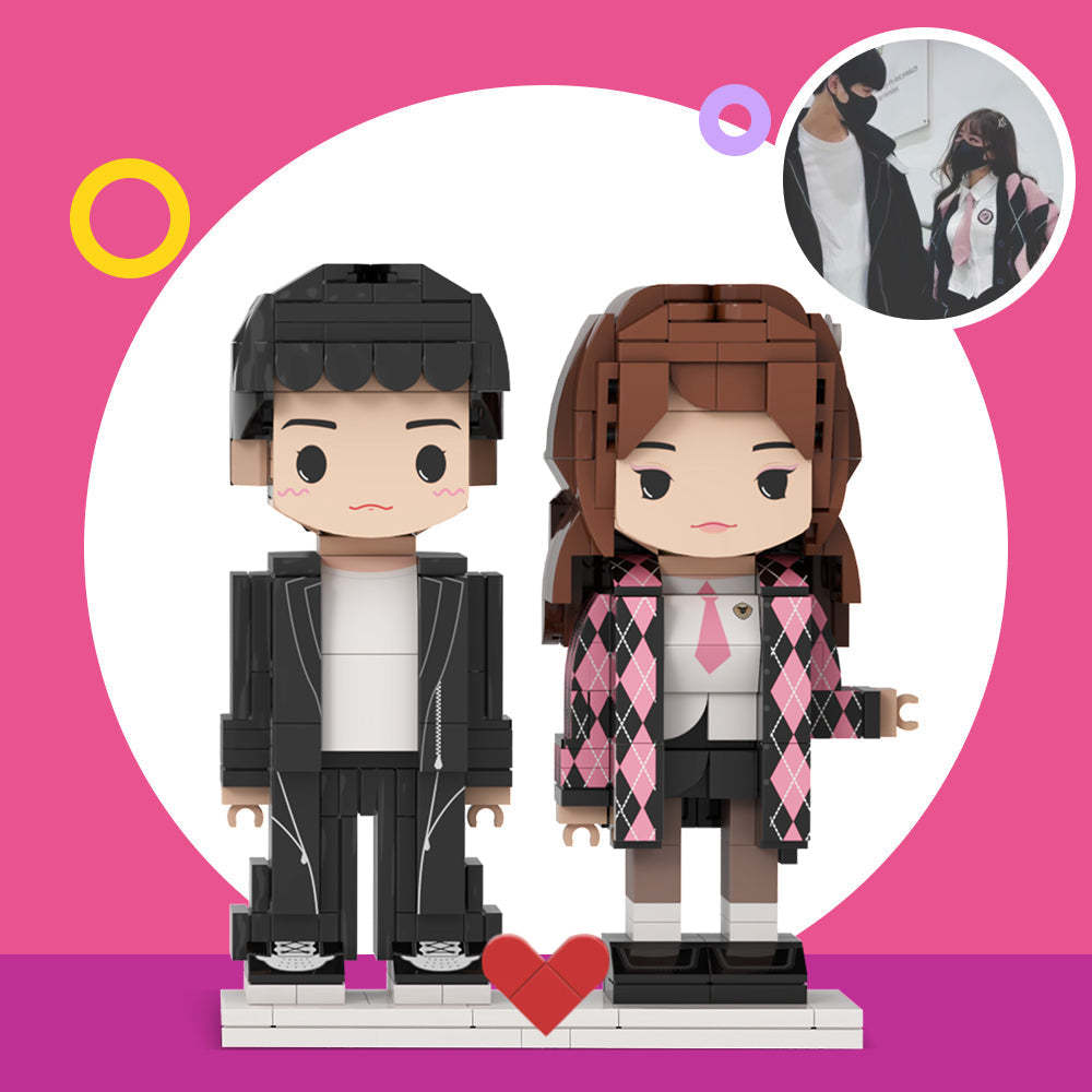 Customizable Fully Body 2 People Custom Brick Figures Persanalized Cute Face Brick Figures Gifts for Her - MyPhotoSocksAu
