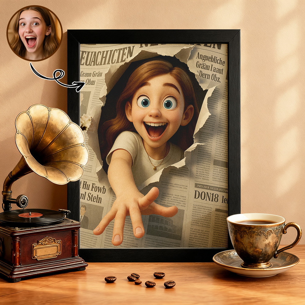 Personalized Glass Refraction Cartoon Portrait Wall Art Creative Custom Gift for Birthday or Christmas Ornament - MyPhotoSocksAu