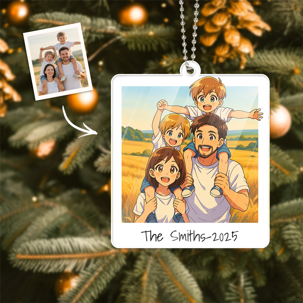Christmas Gifts Custom Acrylic Car Ornament Bag Chrams Custom Shaped Gift For Dad Mom - MyPhotoSocksAu