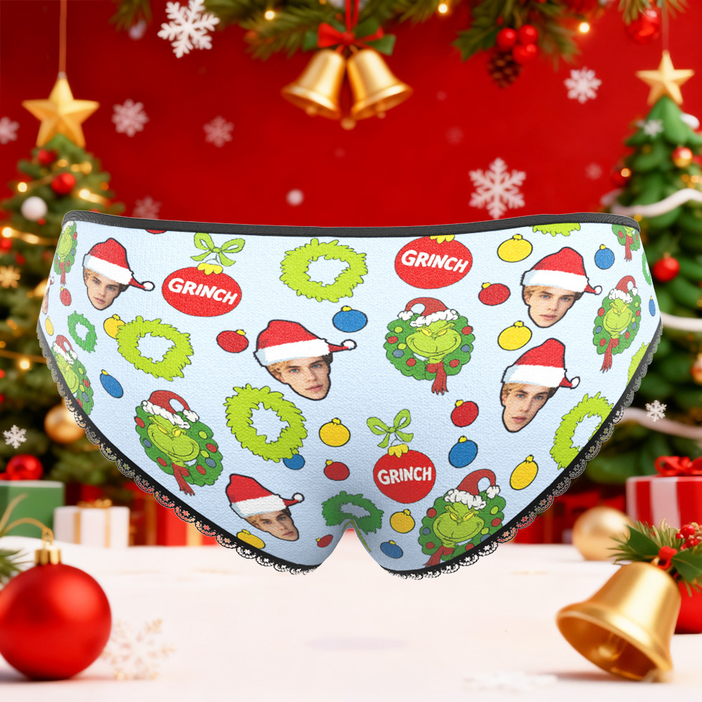 Custom Photo Panties Funny Underwear Briefs Personalized GRINCH I'm all TOASTY INSIDE Photo Gifts For Christmas Women's Briefs - MyPhotoSocksAu