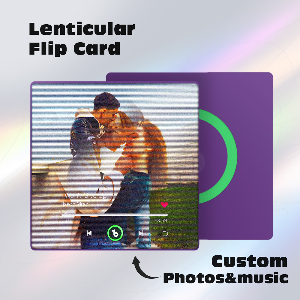 Custom Lenticular Flip Music Fridge Magnet Personalized 2 Photos in 1 Album Fridge Magnet Father's Day Gift - MyPhotoSocksAu