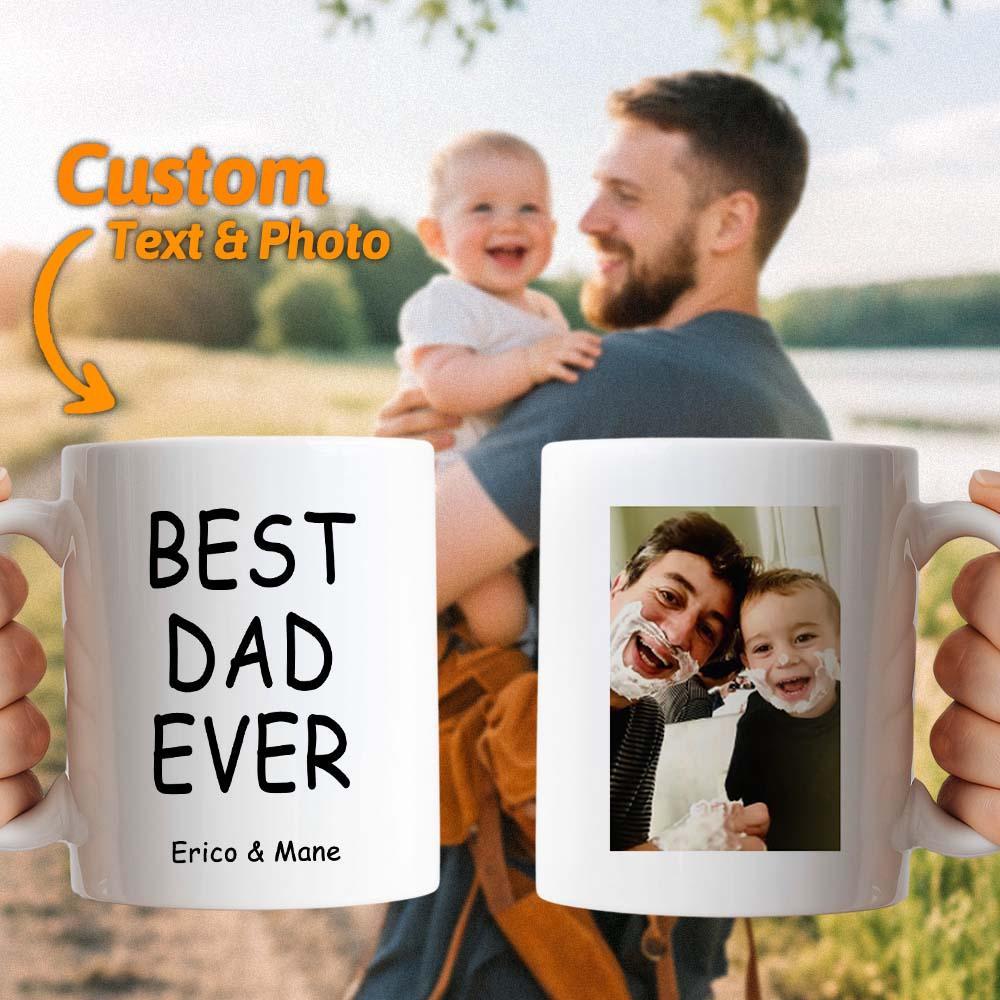 Father's Day Gift Custom Mug Add Your Photo & Text Blue Mug Best Dad Ever Gift Idea - MyPhotoSocksAu