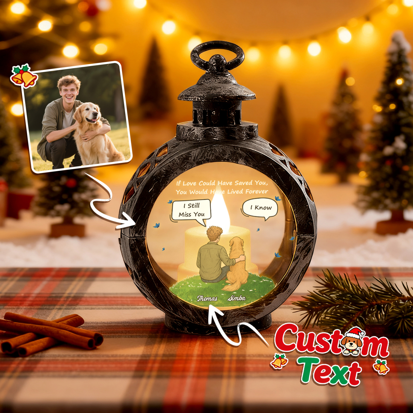 Beside You - Personalized Custom 3D Effect Christmas Lantern - MyPhotoSocksAu