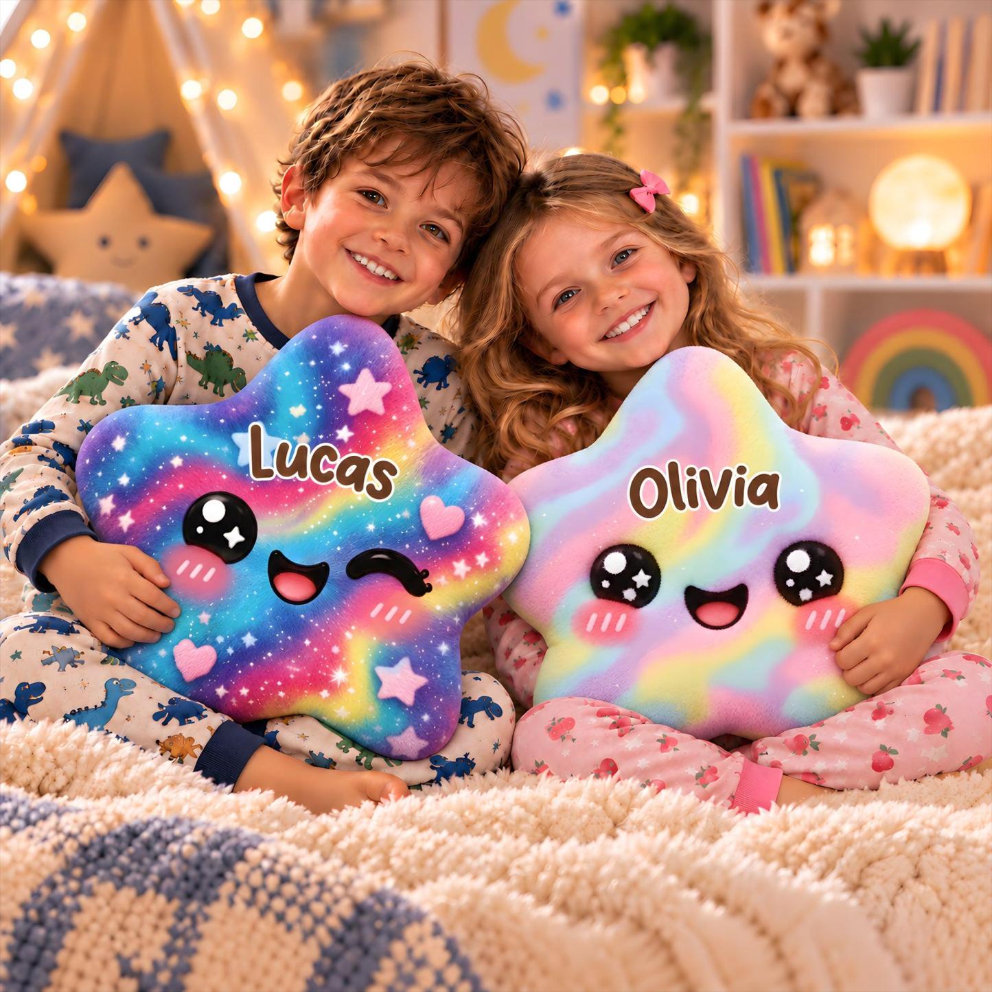 Custom Gifts for Kids - Rainbow Star Custom Shaped Pillow - MyPhotoSocksAu