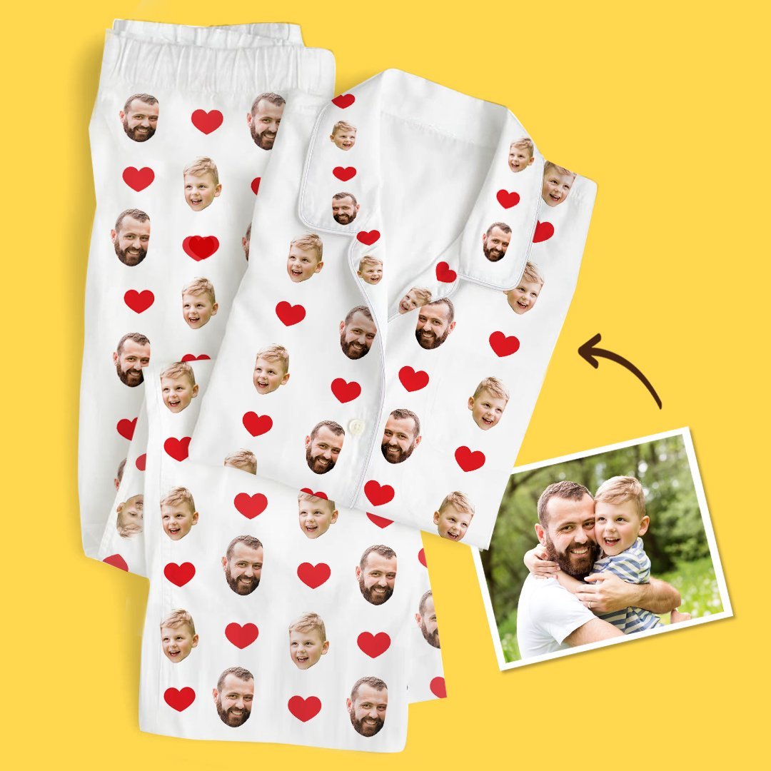 Custom Face Pajamas Heart Long Sleeve Sleepwear