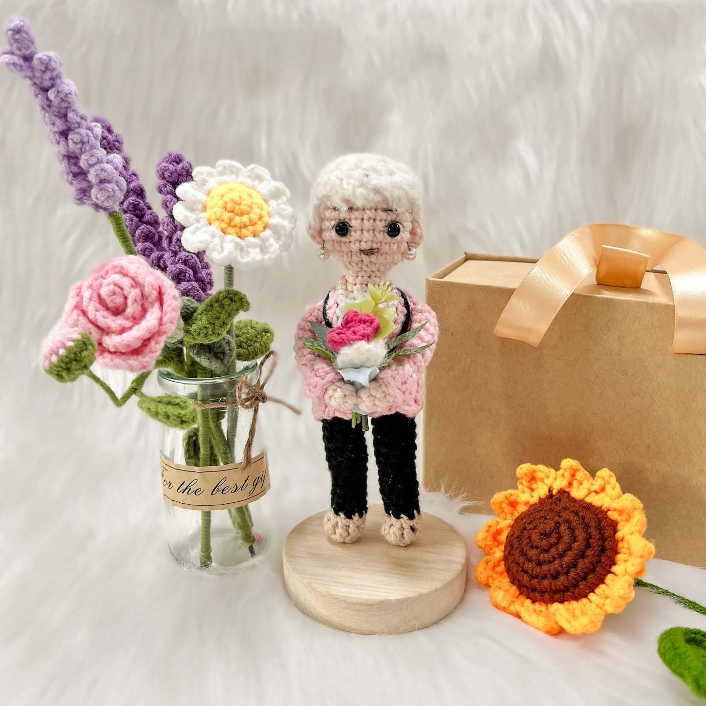 Gandma Crochet Doll Personalized Look Alike Portrait Doll Grandparents' Day - My Photo Socks AU
