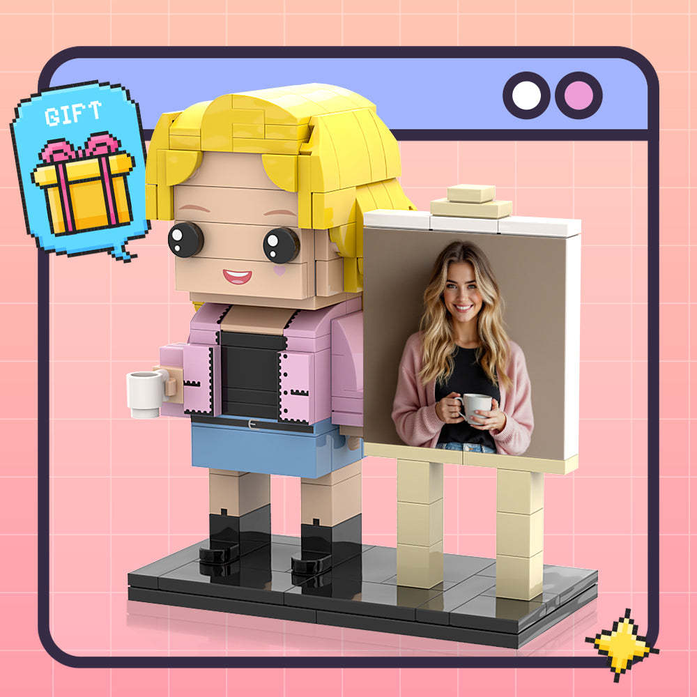 Full Body Customizable 1 Person Custom Brick with Frame Figures Small Particle Block Toy Brick Me Figures Gifts for Her - MyPhotoSocksAu