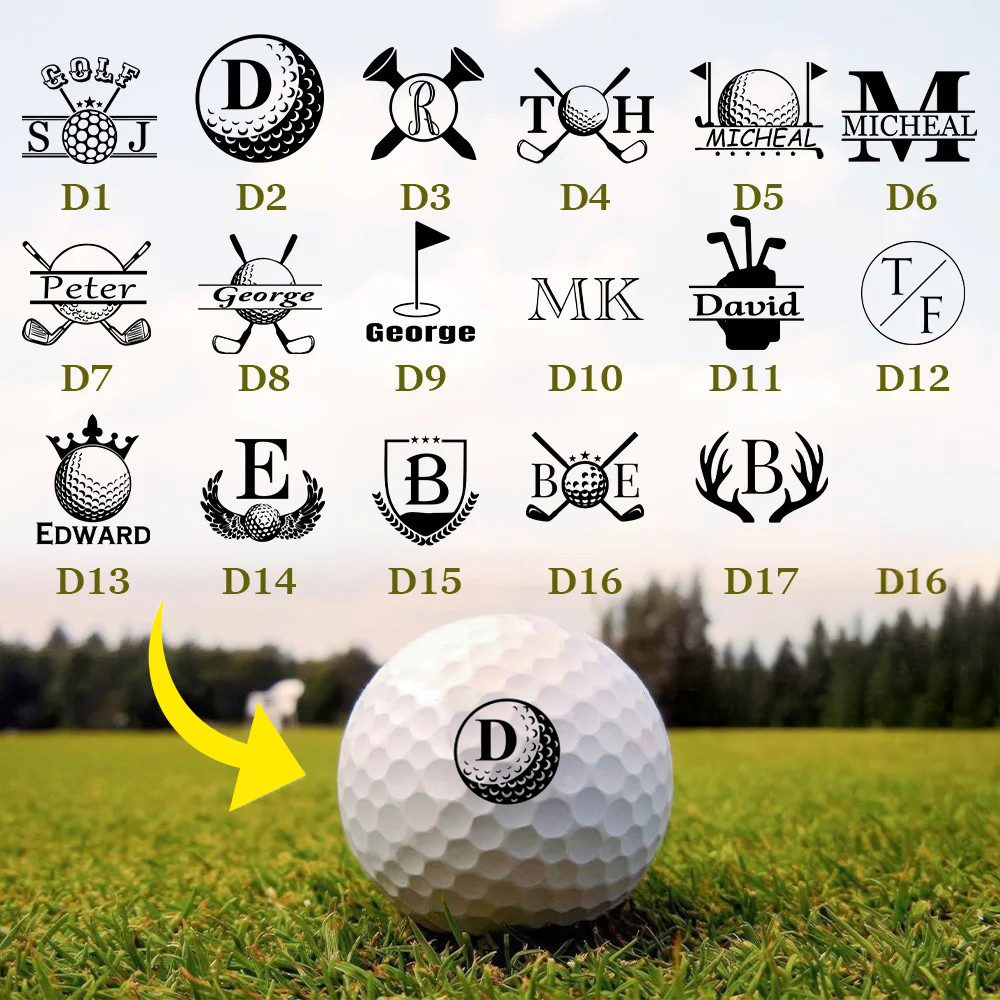 Personalized Monogrammed Initial Golf Ball Stamp with Metal Storage Box Birthday Father's Day Gift for Golf Player - MyPhotoSocksAu