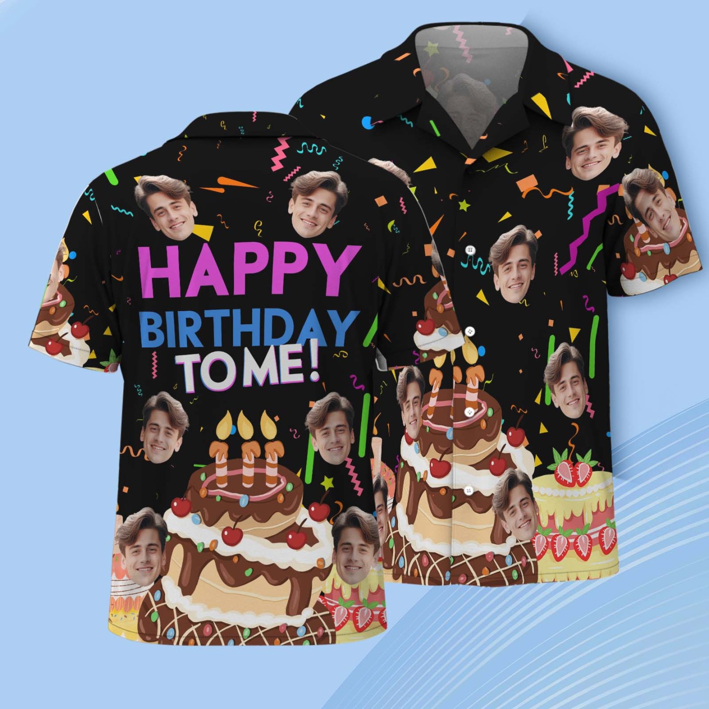 Personalized Face Hawaiian Shirt Personalized Birthday Men Name And Age Hawaiian Shirt Party Gift - MyPhotoSocksAu