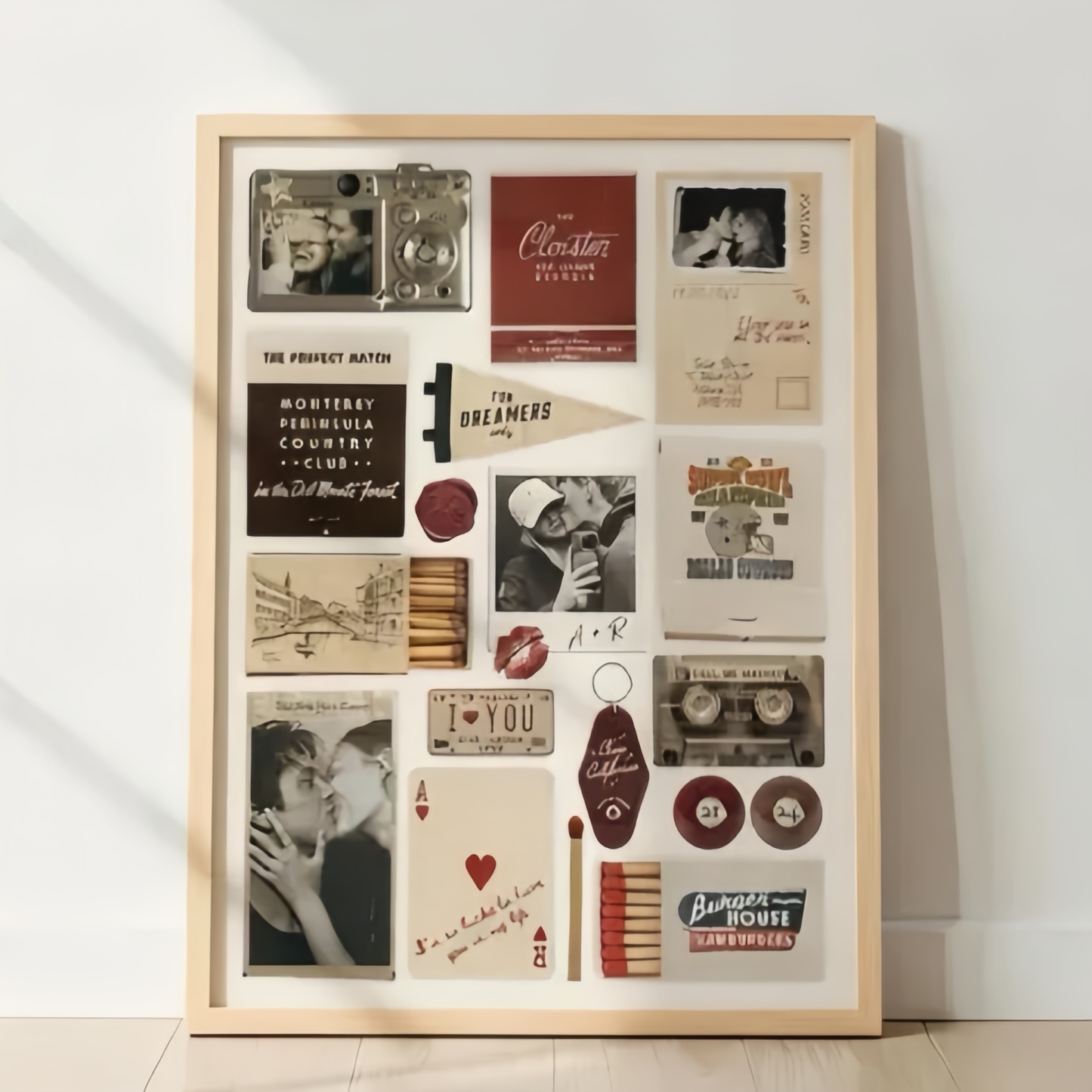 Custom Photo Matchbox Wooden Frame with Your Text Matchbook Poster Print Wall Art Anniversary Gift - MyPhotoSocksAu