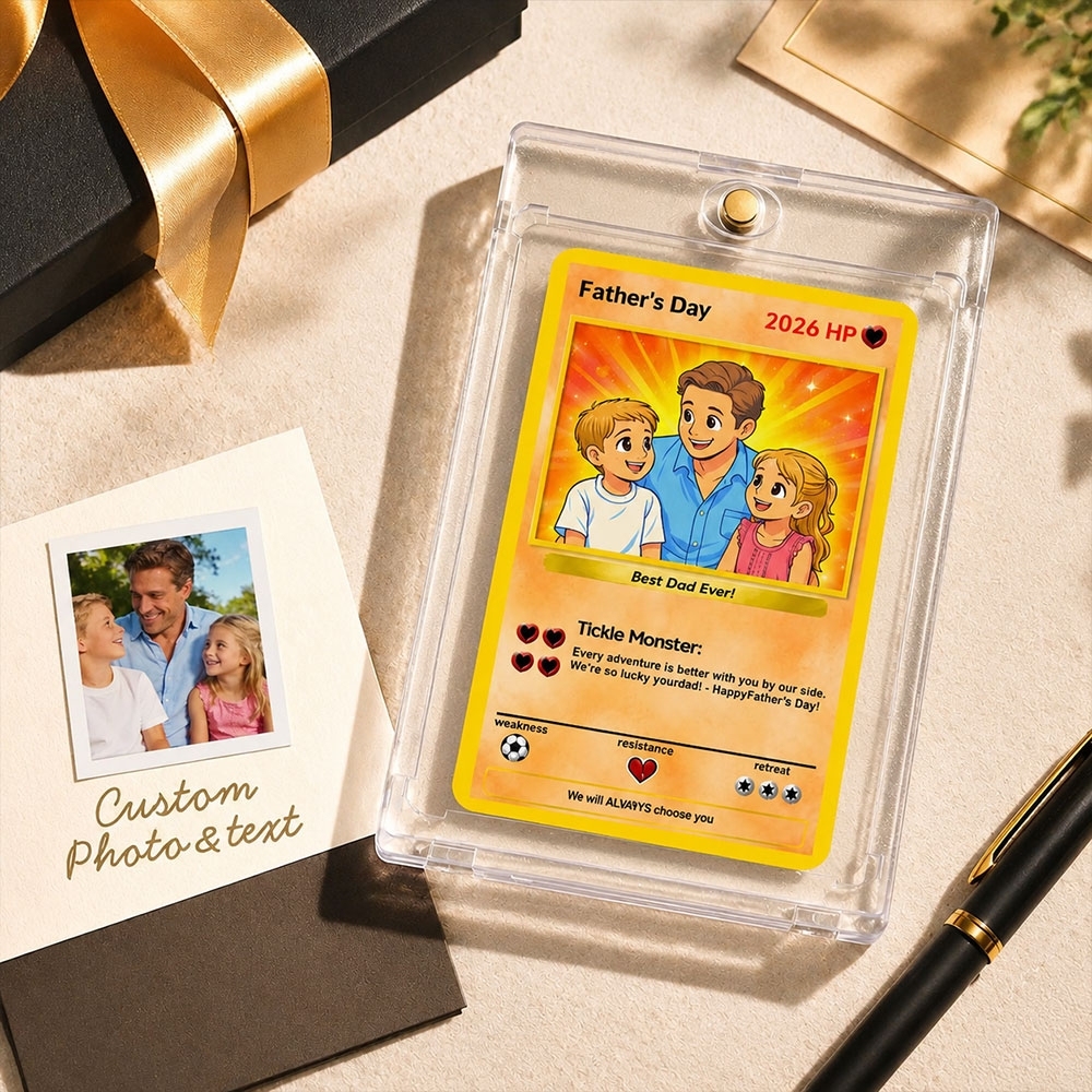 Custom Poke Dad Portrait - Personalized Trading Card - Father`s Day Card