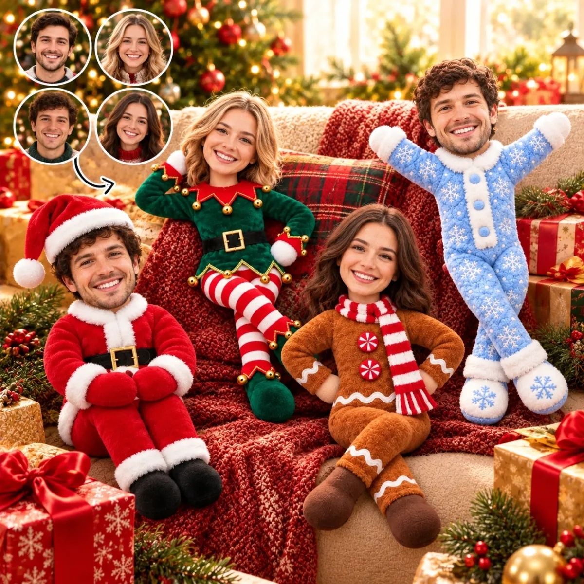 Personalized Poseable Plush Doll Custom Funny Photo Plush Doll Christmas Gifts