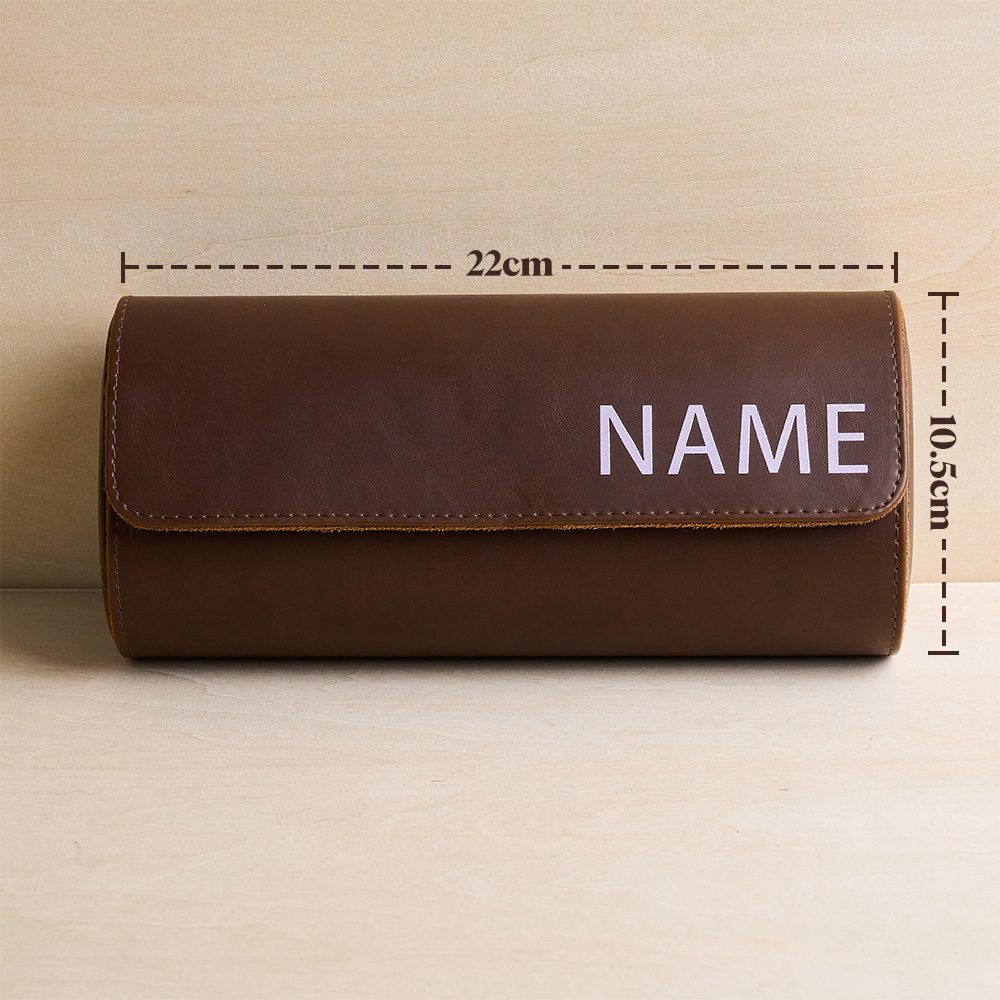 Custom Name Leather Watch Roll Personalized Travel Gift For Men Watch Card Slot Box - MyPhotoSocksAu