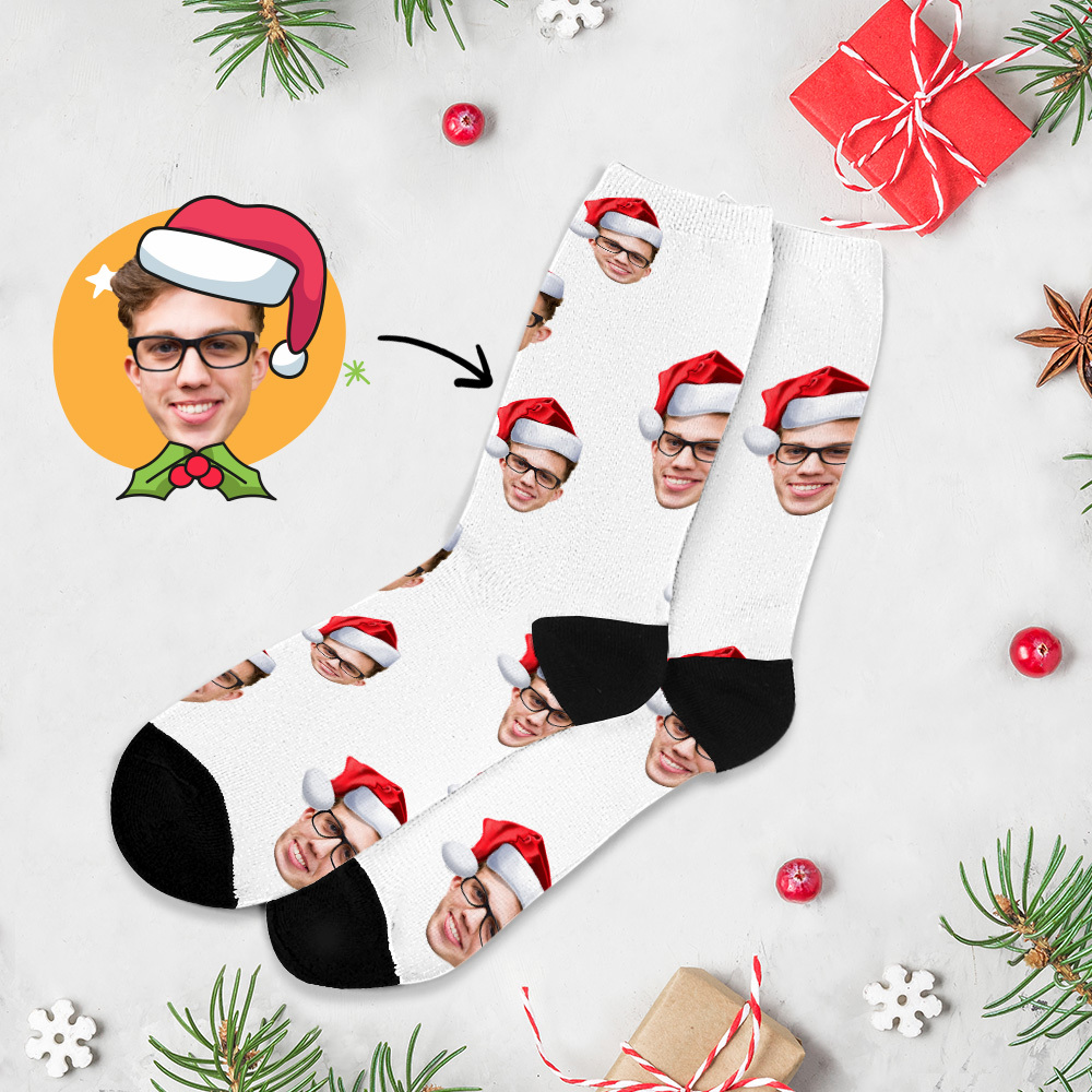 Custom Chrismas Full Face Photo Printed Socks Personalized Custom Designs Best Gift Idea for Xmas - MyPhotoSocksAu