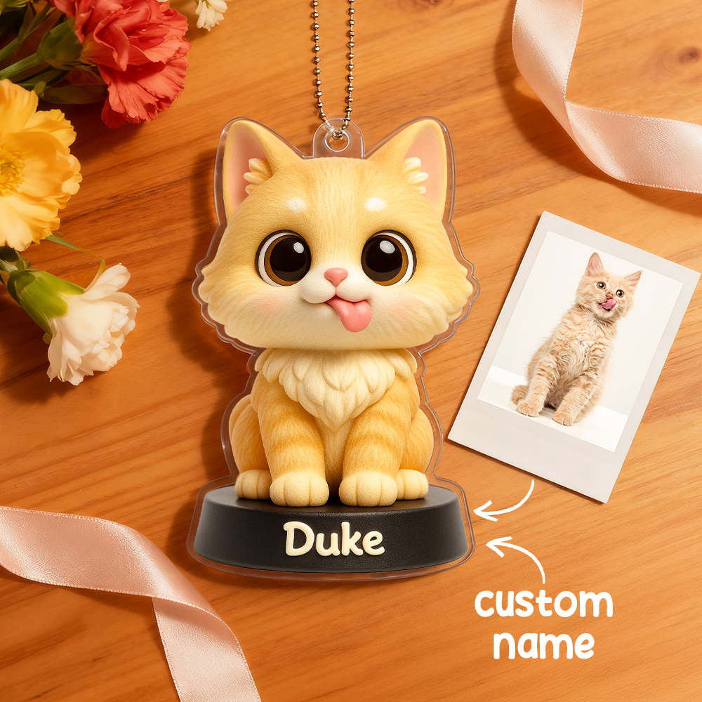 Custom Acrylic Car Hanger - Funny Gifts for Cute Pet Moment - Custom Gift for Pet Lovers - MyPhotoSocksAu