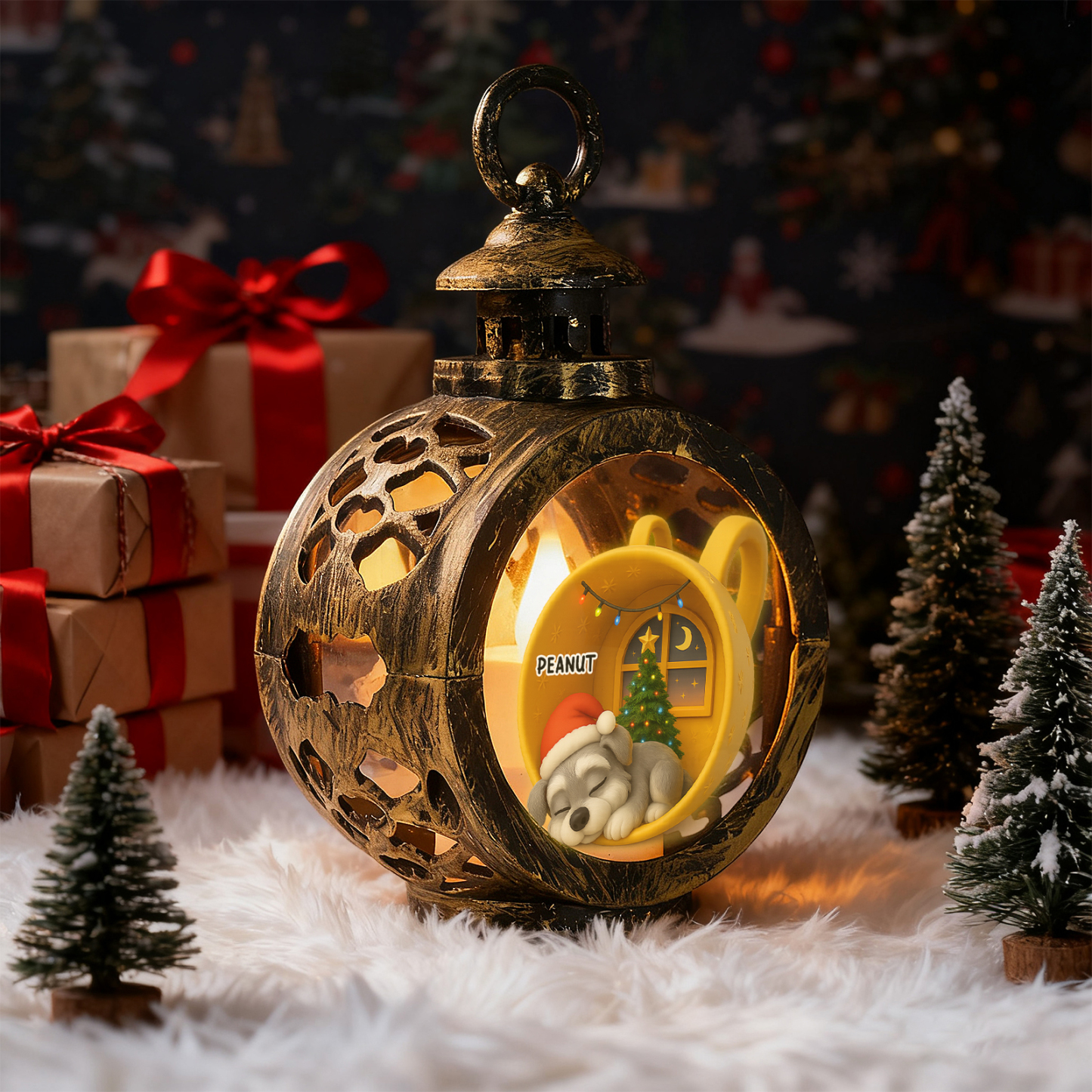 Custom Christmas Lantern Beside You Anime Photos Personalized Christmas Gifts for Pet Lovers - MyPhotoSocksAu