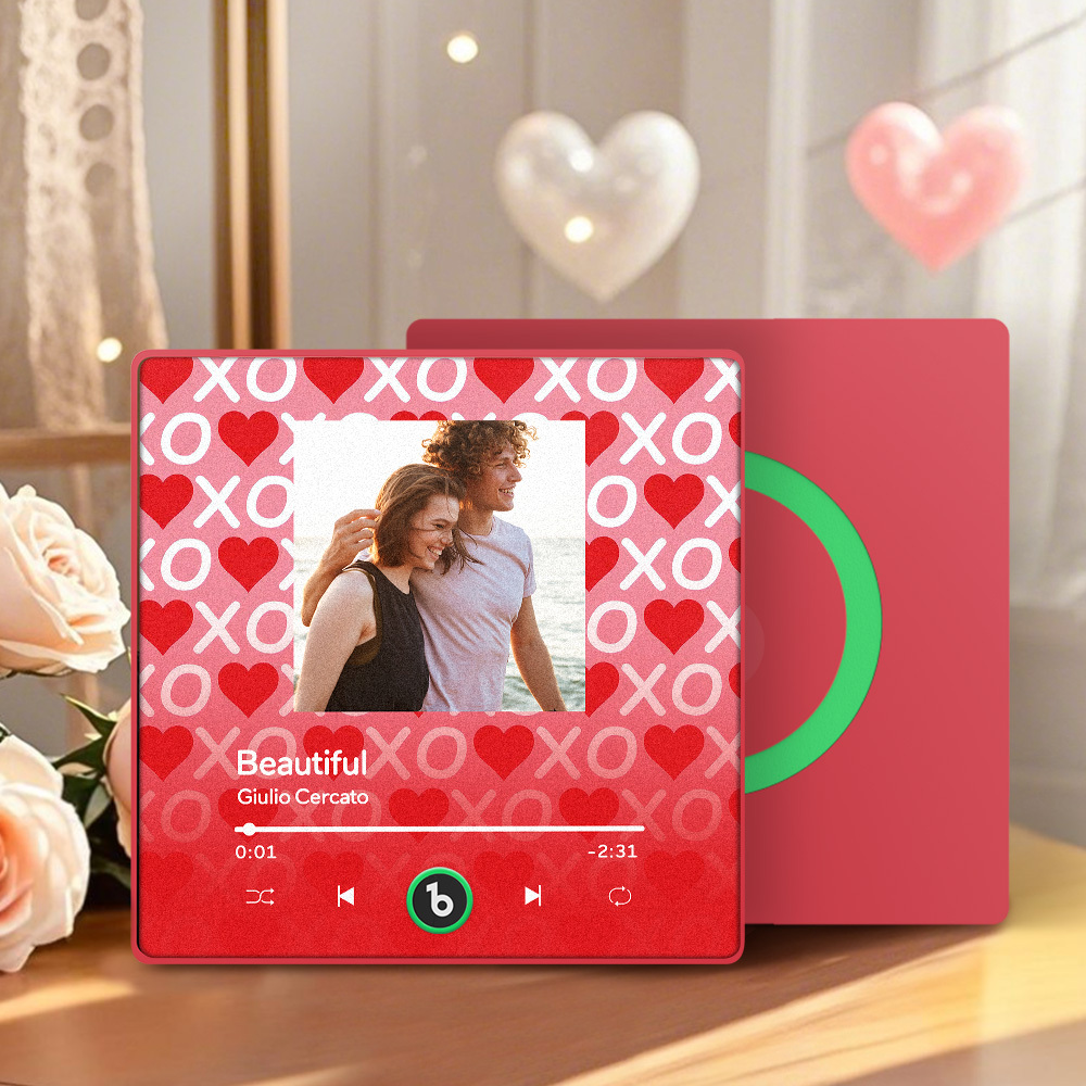 Personalized Music Fridge Magnet Pink Valentine Gift Album Fridge Magnet Music Wall Photo Sticker Music Movement That Can Be Played Gift for Couple - MyPhotoSocksAu