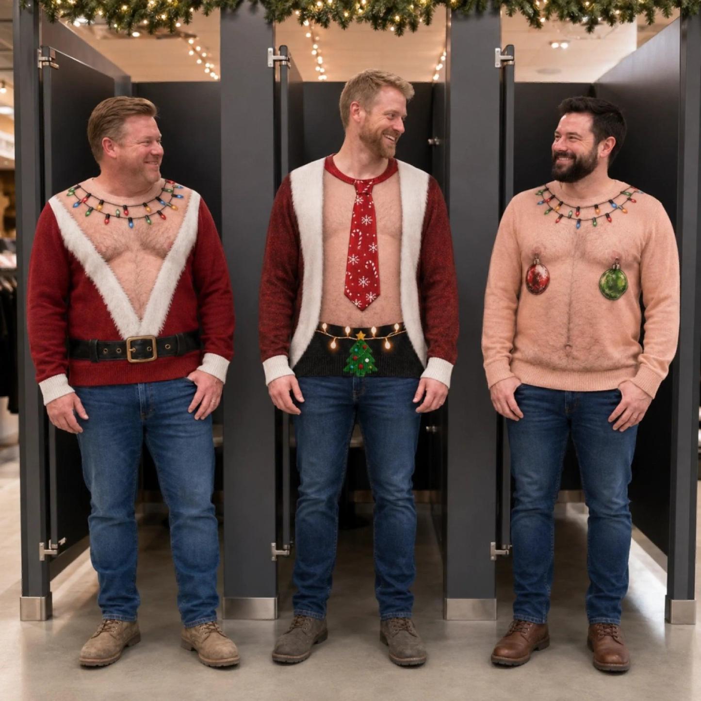Custom Funny Ugly Sweatshirt - Personalized Christmas Birthday Gifts For Husband, Son, Grandson, Brother, Grandpa, Dad, Yourself - Santa Abs On Full Display Today - MyPhotoSocksAu