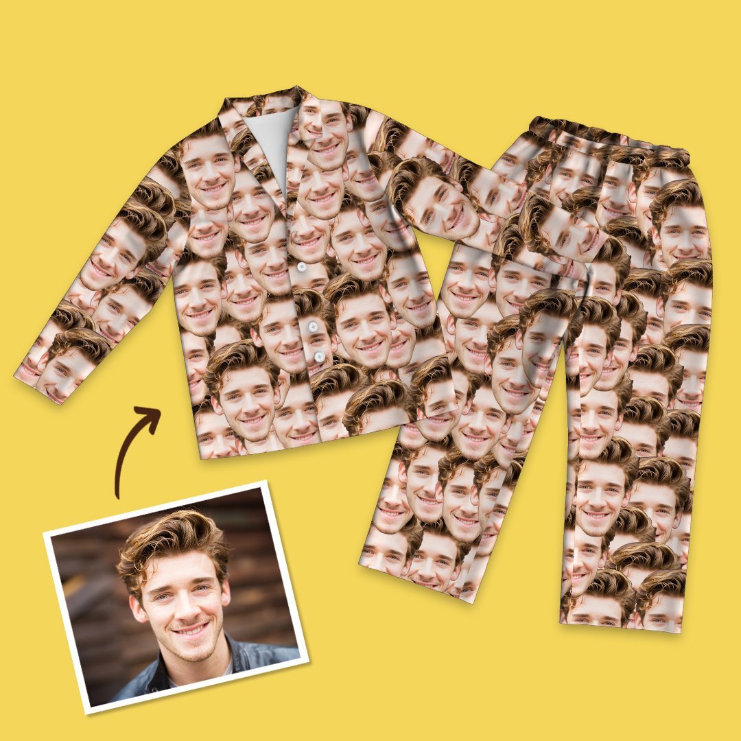Custom Face Pajamas Face Mash Long Sleeve Sleepwear Set