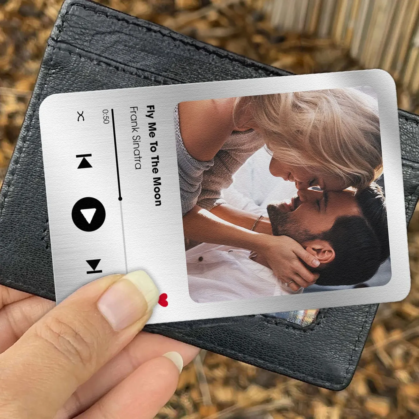 Custom Favorite Song Metal Wallet Card Personalized Aluminum Photo Wallet Card Gifts For Dad - MyPhotoSocksAu
